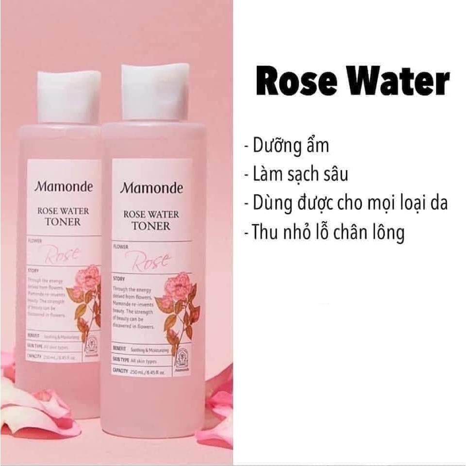 Nước Hoa Hồng Không Cồn Mamonde Làm Sạch Và Cung Cấp Độ Ẩm 250ml - Hàn Quốc