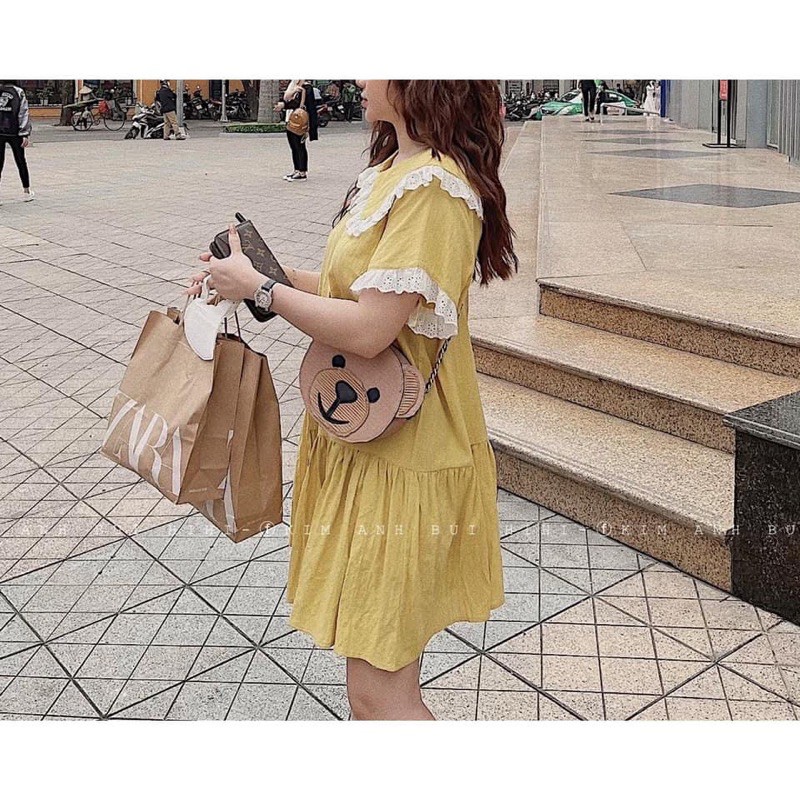 [Mặc Là Xinh] Váy Đũi Vàng Dáng Babydoll Cổ Bèo, Đầm Dáng Xoè Siêu Xinh Có Ảnh Thật Kèm Video | BigBuy360 - bigbuy360.vn
