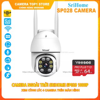 Camera Ngoài Trời PTZ SriHome SP028 FHD- 1080P , Kèm Thẻ Nhớ
