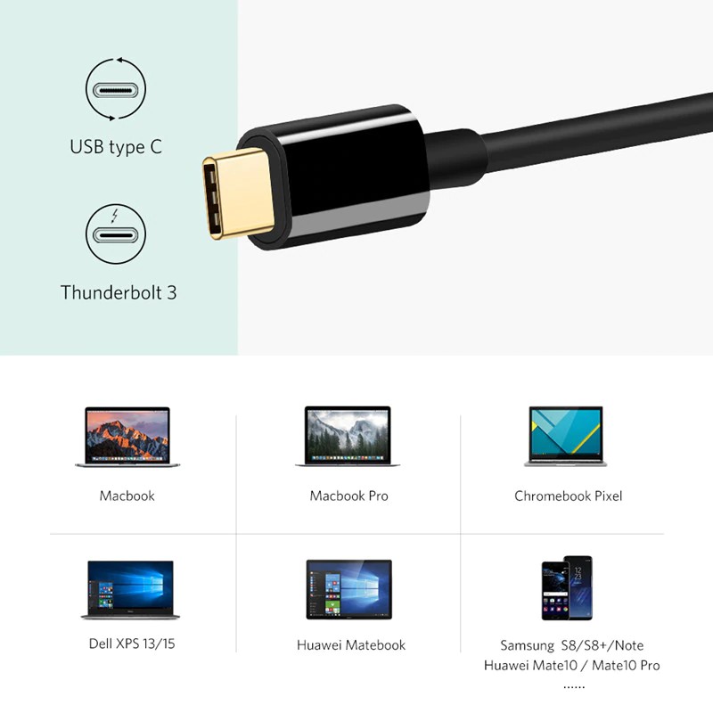 Giắc chuyển cổng USB C HDMI VGA Type C sang HDMI 4K Thunderbolt 3 cho Samsung Huawei