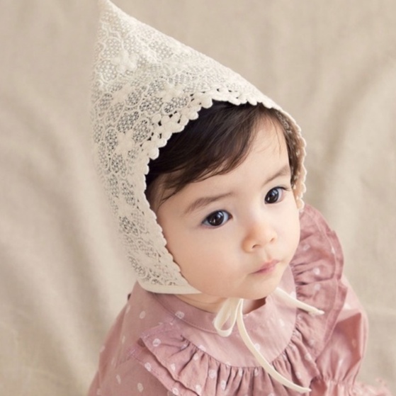 Mũ ren trắng tiểu thư phong cách Hàn Quốc cho bé gái 0-2 tuổi