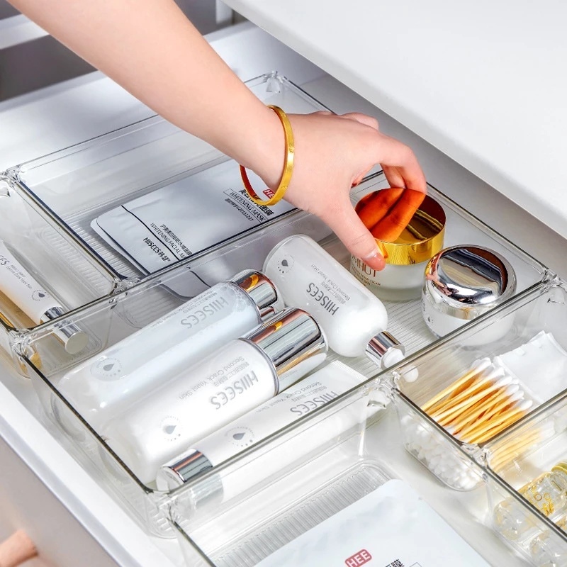 Hộp Đựng Đồ Dùng Bằng Nhựa Acrylic Trong Suốt Chia Ngăn Kéo Đa Năng Tiện Dụng
