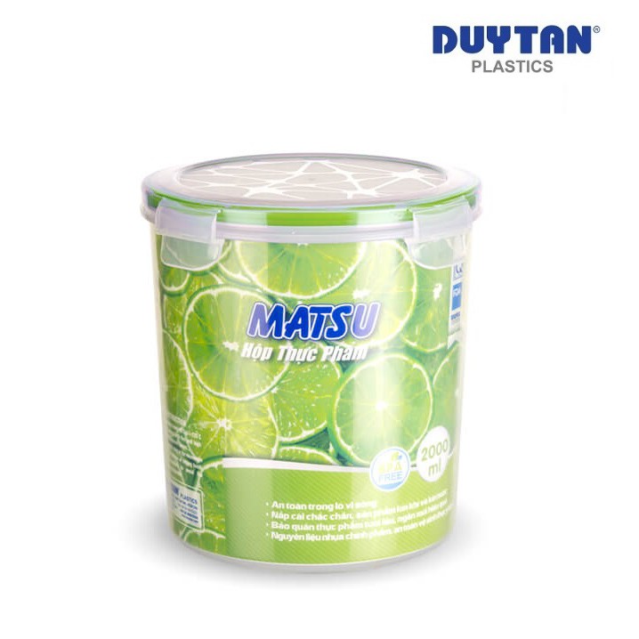 Hộp đựng thực phẩm tròn nhựa DUY TÂN Matsu 2000ml (15.8 x 15.8 x 17.1 cm) - 03468
