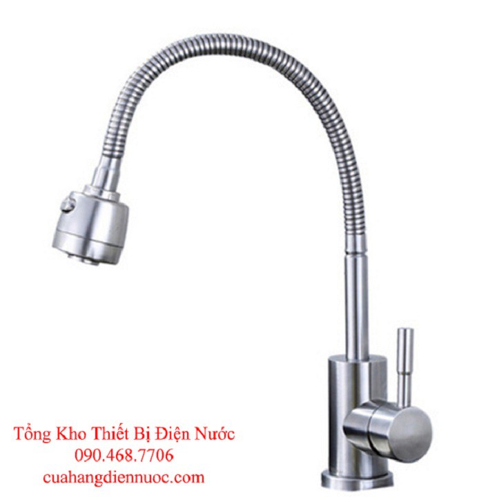 Vòi rửa bát nóng lạnh inox 304 cao cấp VRB16 tặng đôi đây cấp nước inox