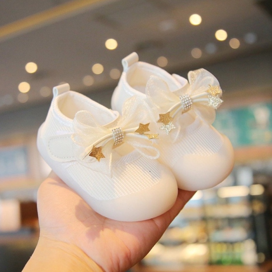 Giày búp bê đính nơ ngôi sao xinh xắn cho bé gái từ 1 đến 3 tuổi