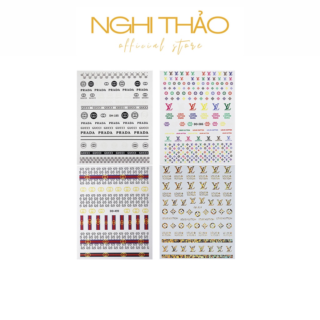 Sticker nail chữ tiếng anh NGHI THẢO trang trí móng