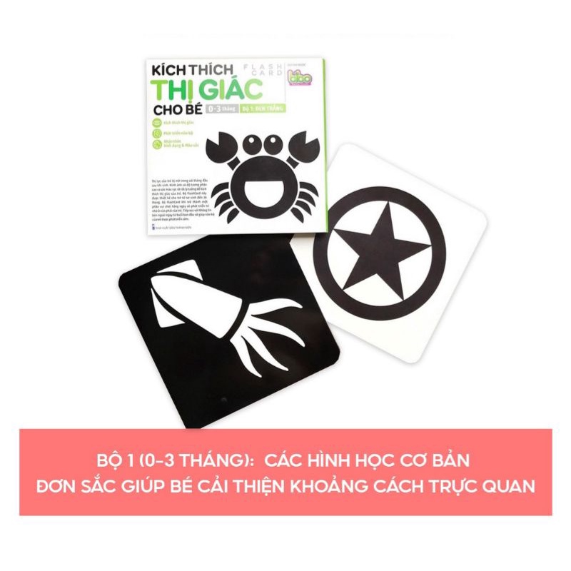 Bộ thẻ Flashcard kích thích thị giác cho bé 0-16 tháng phát triển não bộ