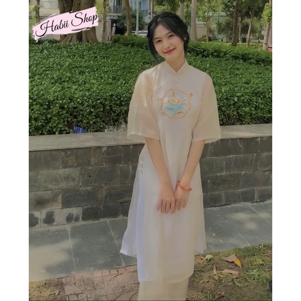 Set áo dài cách tân nữ thêu tay HABII AD03 [Đủ Size]