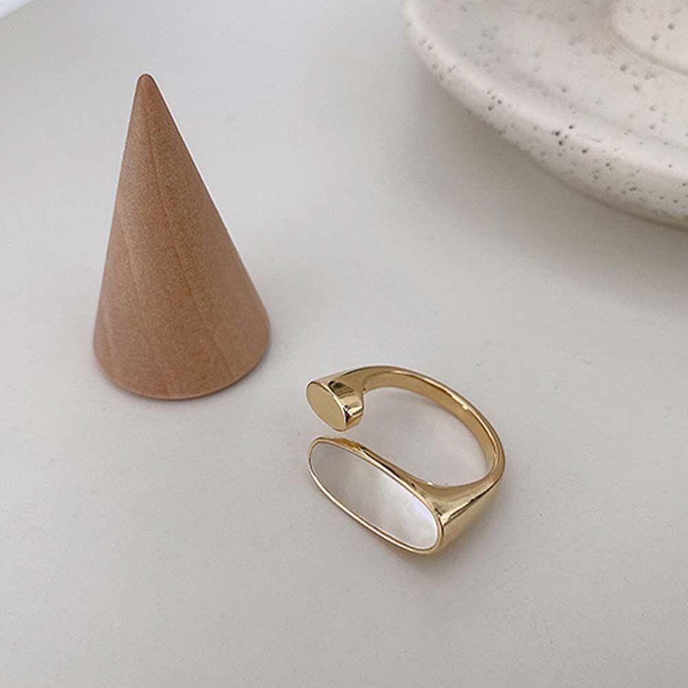 LILYES Nhẫn Hở Bằng Kim Loại Hình Oval Thiết Kế Bất Đối Xứng Thời Trang