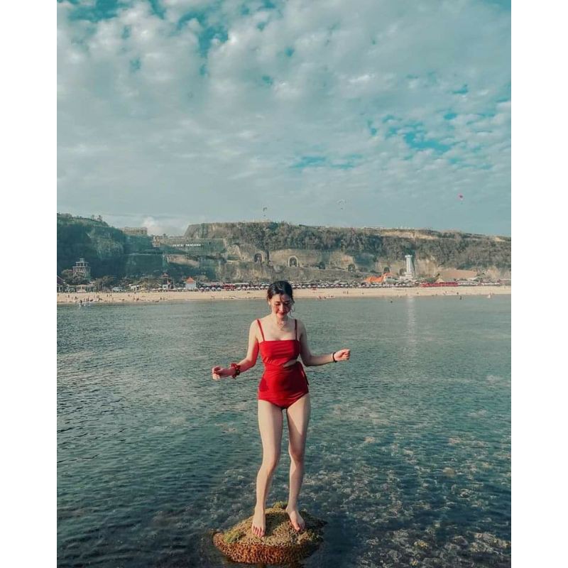 Bikini liền mảnh khoét eo nơ sexy mặc đi biển đi bơi đẹp- 3 Màu