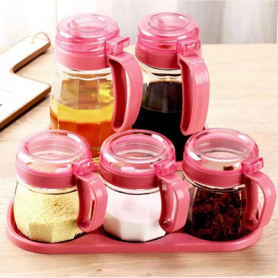 Hũ Đựng Gia Vị, Set 5 Lọ Đựng Gia Vị Thủy Tinh Sang Trọng Cao Cấp Cho Nhà Bếp - BX