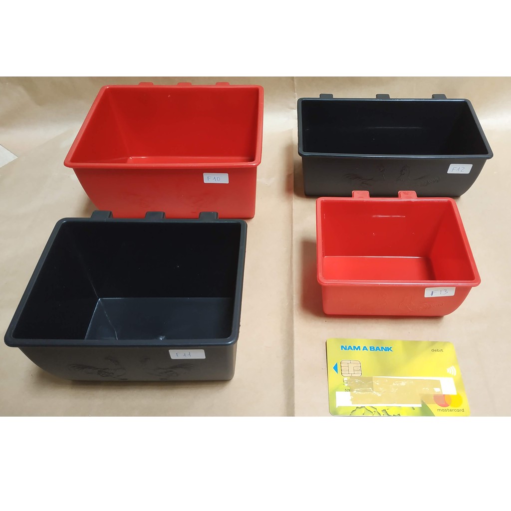 F10 - 10 cái Máng vuông Nhựa tốt Đựng Thức Ăn, Nước Uống Cho Gà, Chim, bồ câu, dài 14cm
