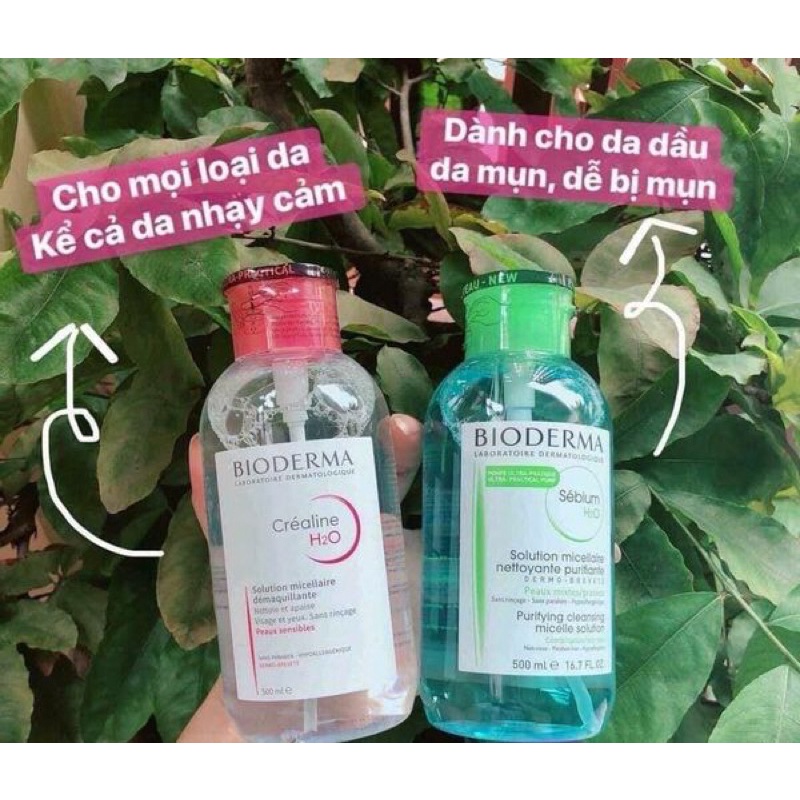 [𝐅𝐑𝐄𝐄𝐒𝐇𝐈𝐏] Tẩy trang Bioderma 500ml xanh và hồng