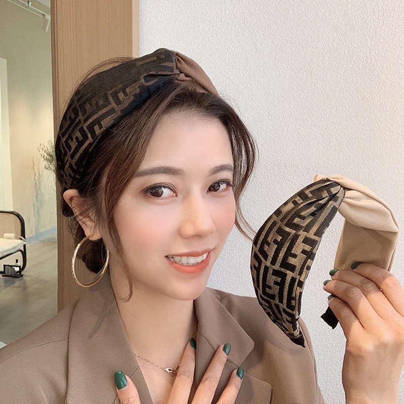 Băng Đô Cài Tóc Bản Rộng Phối Màu In Chữ Phong Cách Hàn Quốc Thời Trang Cho Nữ