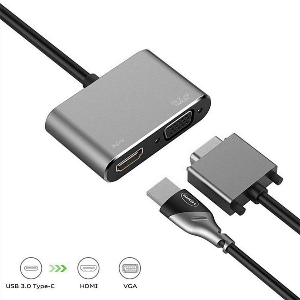 Bộ Chuyển Đổi USB C Hdmi HUB Type-C Sang Hdmi 4K VGA 1080P 2 Trong 1 Cho Laptop / Điện Thoại / Máy Chiếu / TV