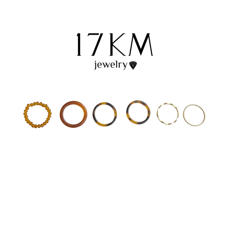 Set 6 nhẫn nhựa resin 17KM đơn giản
