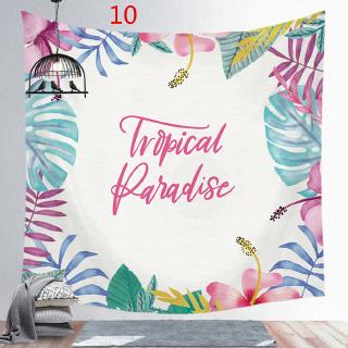 The hanging cloth decorated with tropical trees