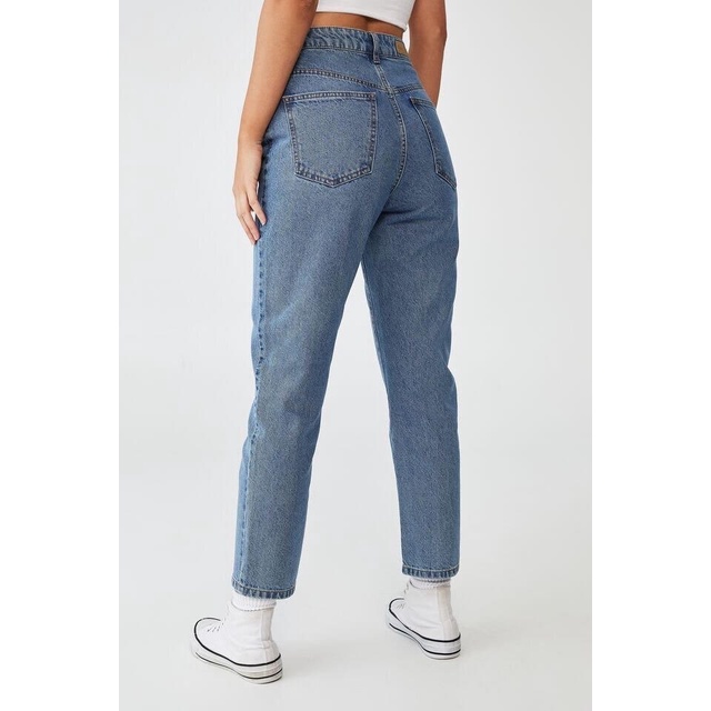 Quần Jeans Nữ Lưng Cao Form Baggy Fit Màu Xanh  M-02F