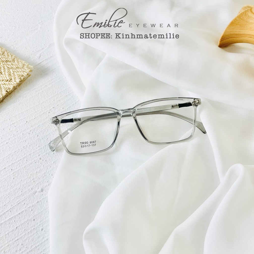 Gọng kính nhựa dẻo vuông nam nữ Emilie eyewear phụ kiện thời trang 8087