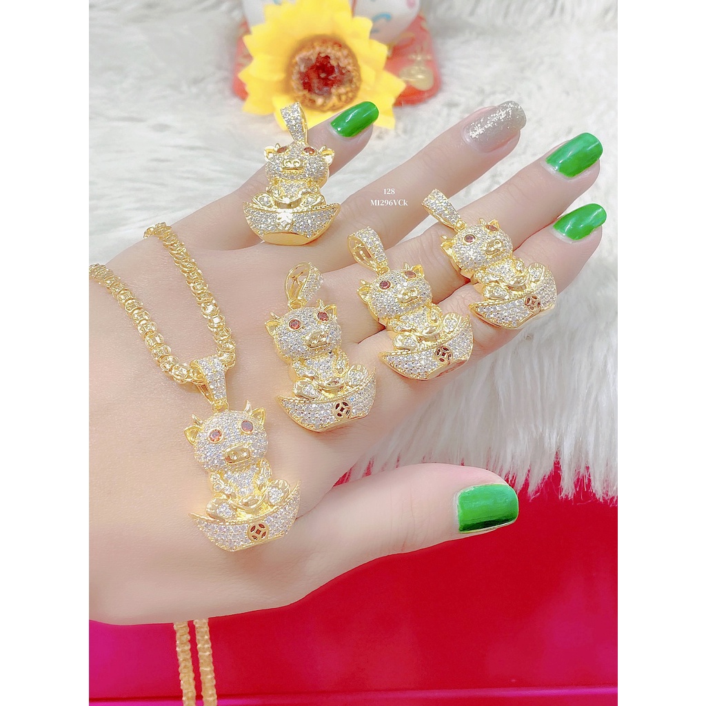 UHA - Mặt dây chuyền nữ chú heo mạ vàng 18K , vàng trắng kiểu dáng sang trọng M1296
