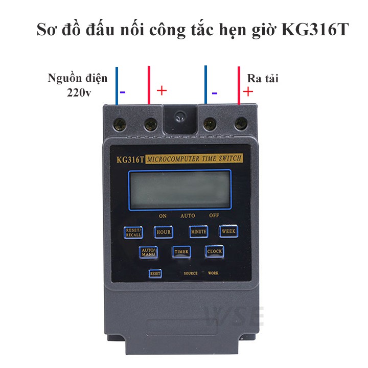 Công tắc hẹn giờ tự động KG316T/25A/220V MÀU ĐEN - timer hẹn giờ bật tắt thiết bị điện