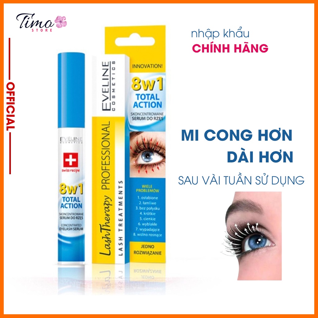 Huyết thanh dưỡng mi Eveline 8in1 Total Action Lash Therapy professional, hàng Nga chính phẩm auth - TM031