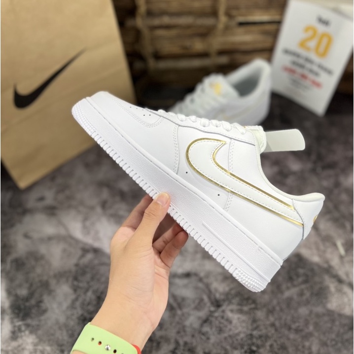 Giày AF1 Trắng Vạch Vàng Cao Cấp