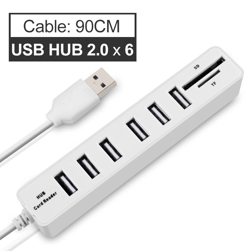 【Hàng sẵn sàng】USB Hub Đa Bộ Chia USB Tốc Độ Cao 3/6 Cổng 2.0 Hab Thẻ TF SD Tất Cả Trong Một Cho máy Tính Phụ Kiện Máy Tính