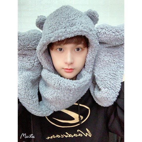 Mũ Lông Cừu Liền Khăn Và Găng Tay Tai Gấu Trùm Đầu Choàng Cổ Cao Cấp Cực Ấm Áp ❤️RẺ VÔ ĐỊCH❤️