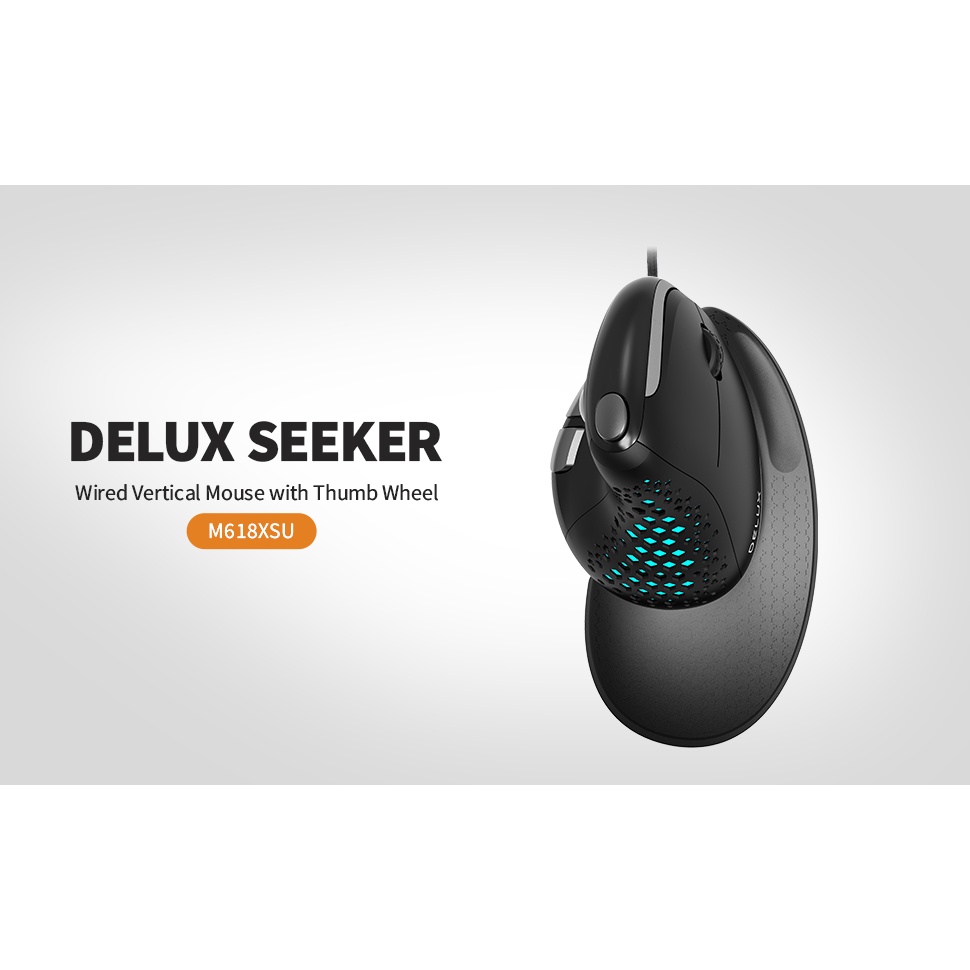 Chuột Delux M618XSU Seeker RGB sử dụng thẳng đứng có dây thích hợp cho máy tính Mac