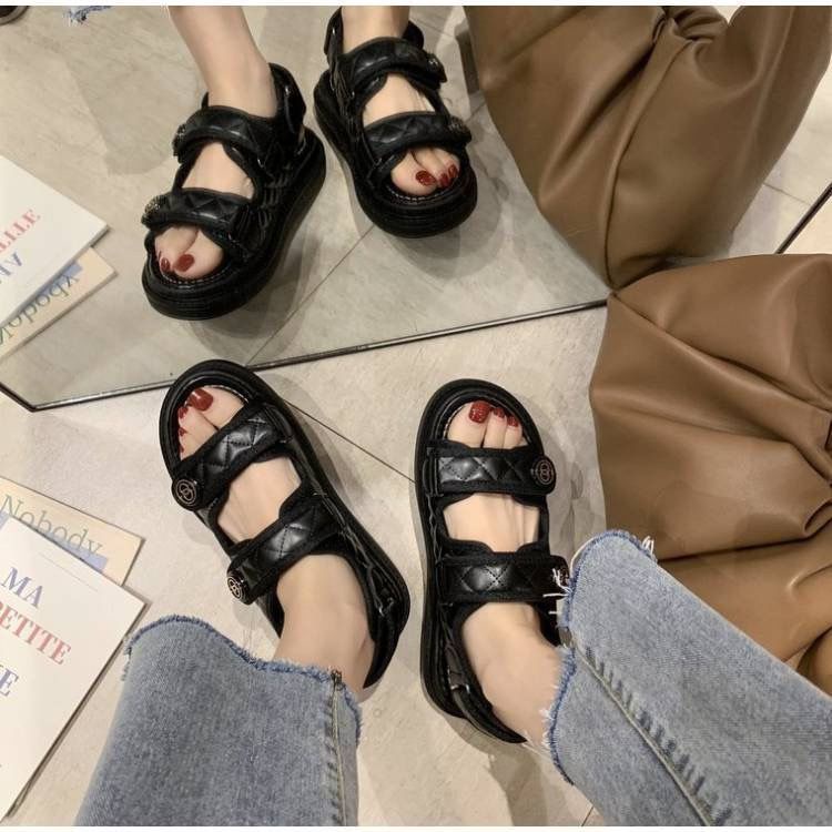 Giày Sandal Đế Dày Phong Cách Hàn Quốc Thời Trang Đi Biển Mới Cho Nữ