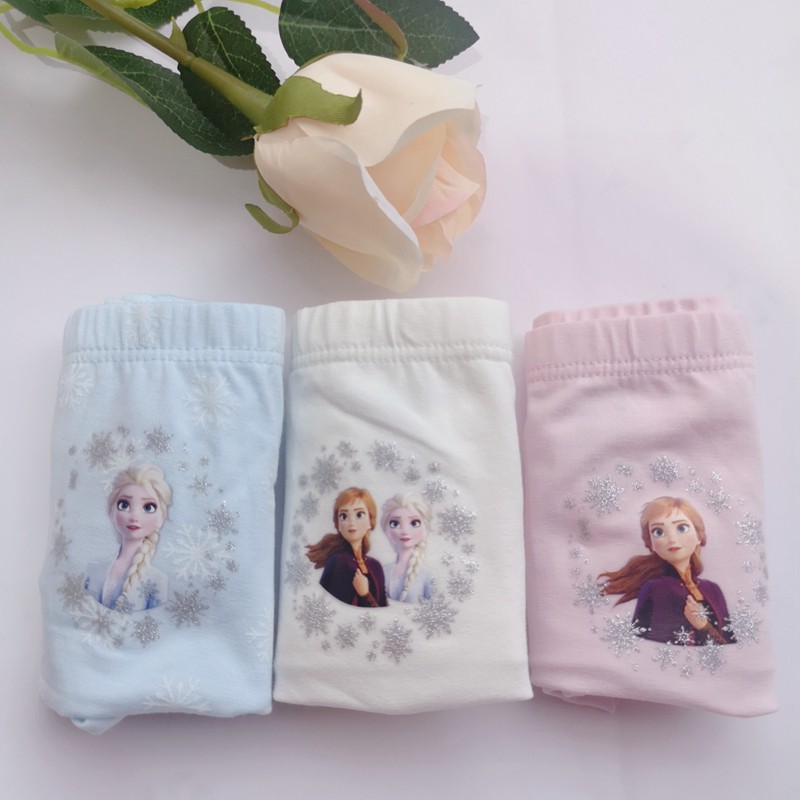 Set 3 Quần Lót In Hình Công Chúa Disney 95% Cotton Cho Bé 2-12 Tuổi