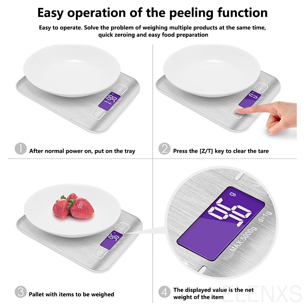 Cân thực phẩm kỹ thuật số cao cấp chất liệu thép không gỉ đa năng dùng nấu ăn cho nhà bếp