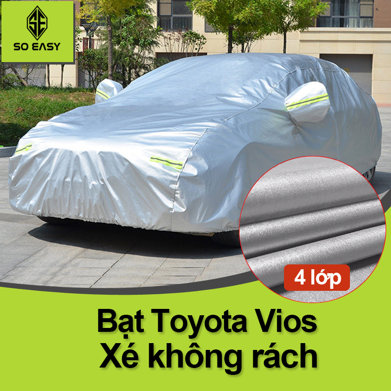 Bạt phủ xe hơi - áo trùm che phủ xe hơi bạc 4 chỗ đến 7 chỗ, 2 lớp chống nóng mưa xước sơn-BPX-3M