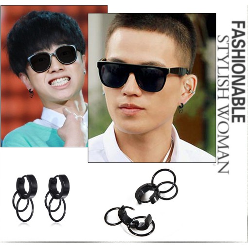 Khuyên tai Unisex Double Rings Earrings, Bông Tai Cá Tính (1 Chiếc)