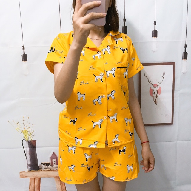 Đồ bộ pijama kate mặc nhà cộc đùi
