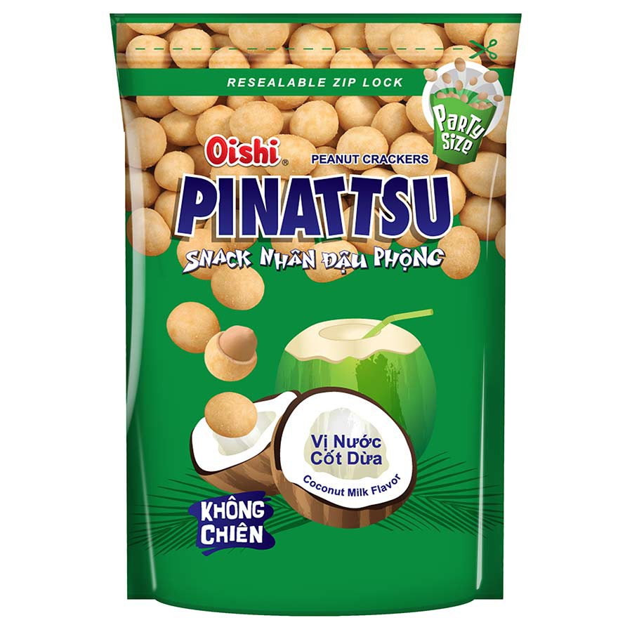 [SP siêu hot!!! Oishi] Thùng 20 gói đậu phộng Pinatsu gói 95g siêu to (5 vị: cốt dừa, hải sản, mực, phô mai, tảo biển)