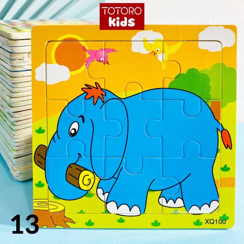 Tranh ghép hình lego 9 mảnh TOTOROKIDS tranh gỗ cho bé 2 3 4 tuổi đồ chơi xếp hình phát triển trí tuệ thông minh