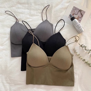 [Ảnh thật] Áo bra gân có mút xẻ V summer