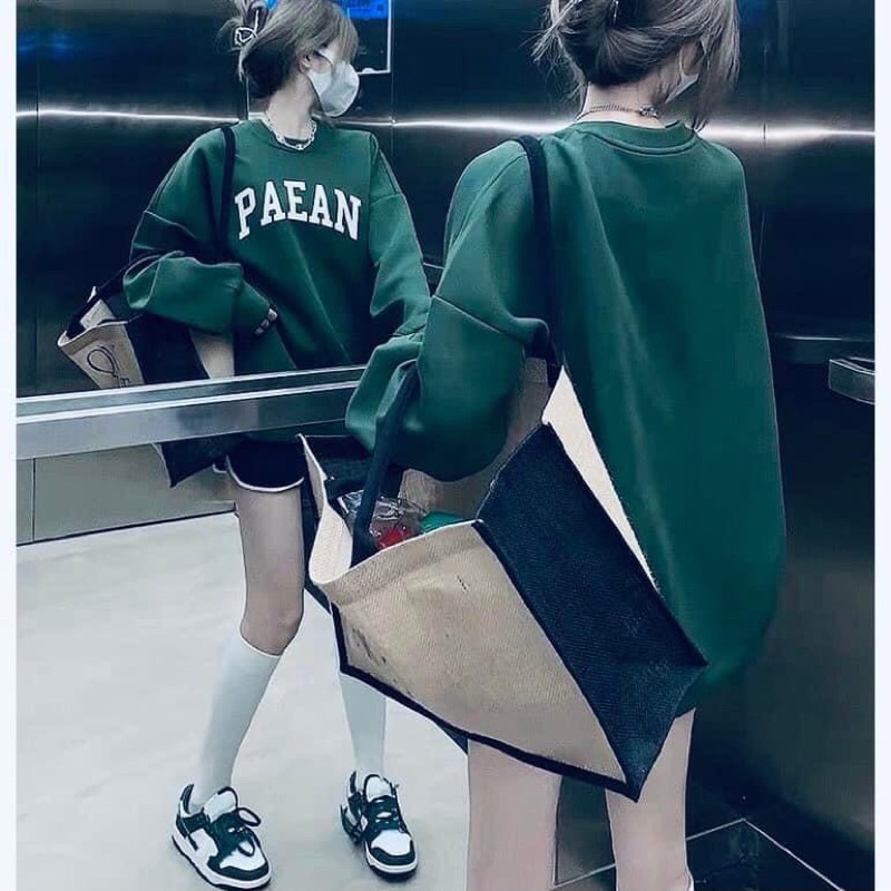 Áo Swt PAEAN Chất Nỉ Lót Bông Dáng Thụng Tay Bồng