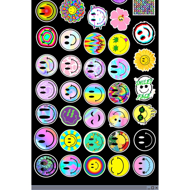 50 Sticker chống nước EMOJI  mặt cười cực dễ thương dán mũ bảo hiểm, vali 50 hình dán graffiti