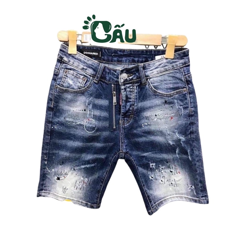 Quần short jean nam Gấu 194 vải jeans bò co dãn, mềm mịn form slimfit -202