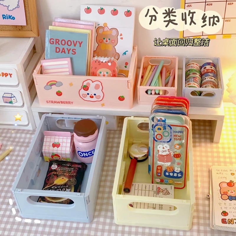 Giỏ Đựng Đồ Đa Năng, Hộp Đựng Đồ Để Bàn Mỹ Phẩm, Phụ Kiện Có Thể Xếp Gọn