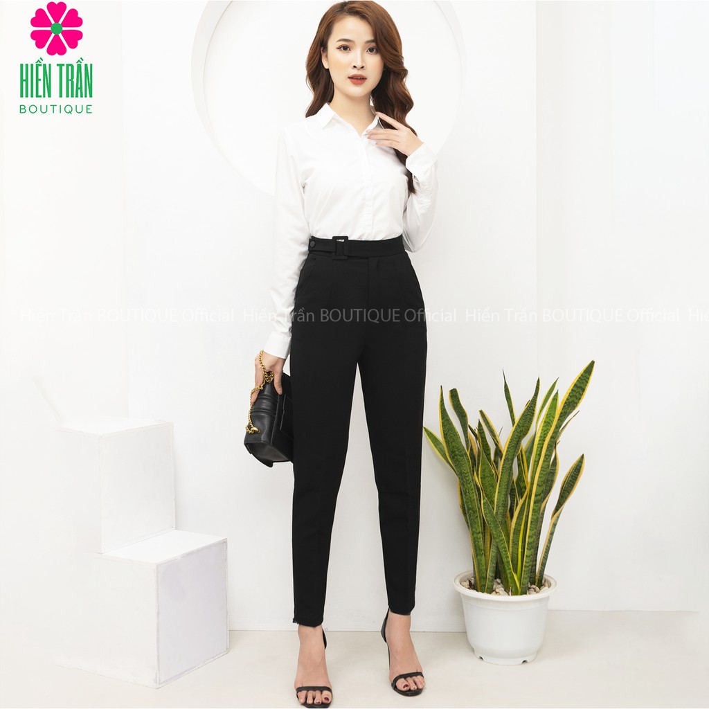 Quần tây nữ cạp cao đai bọc vải Ruby Fashion, form đẹp, mặc sang trọng và tôn dáng | BigBuy360 - bigbuy360.vn