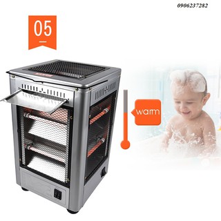 Máy sưởi - Lò sưởi 5 chiều NSB CÓ THỂ NƯỚNG ĐỒ với công suất 2000w, tự ngặt khi đổ