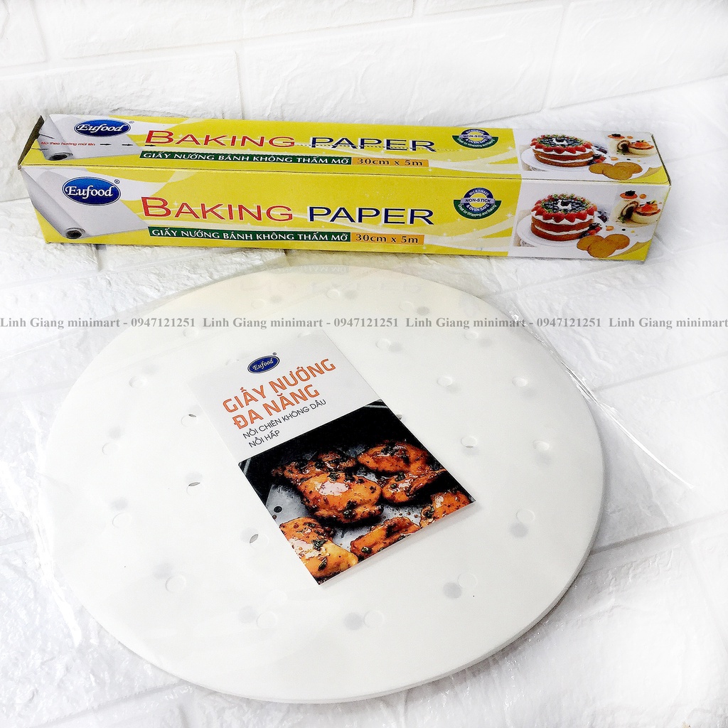 Giấy nến Giấy nướng đa năng Eufood dành cho lò nướng và nồi chiên không dầu, nồi hấp Giấy nướng bánh không thấm mỡ