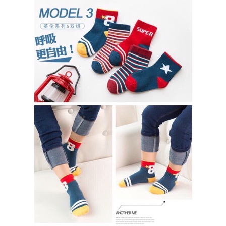 [ SIÊU RẺ ] COMBO 5 ĐÔI TẤT/VỚ TRẺ EM 6-12T COTTON MỀM MỊN MÀU SẮC ĐA DẠNG