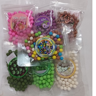 Viên Mầm Đậu Nành Nguyên Xơ Mix Đủ Vị Matcha Collagen Khoai Môn Dâu Tây Việt Quất Tảo - 100g - Túi Zip Handmade