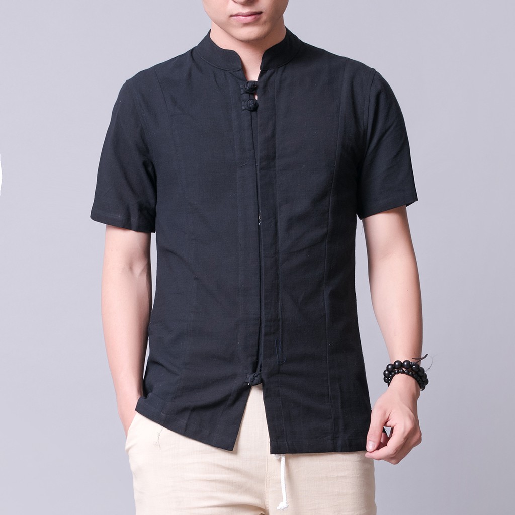 Áo Trung Niên Cổ Trụ Ngắn Tay 2 Cúc Tết - Rough | BigBuy360 - bigbuy360.vn