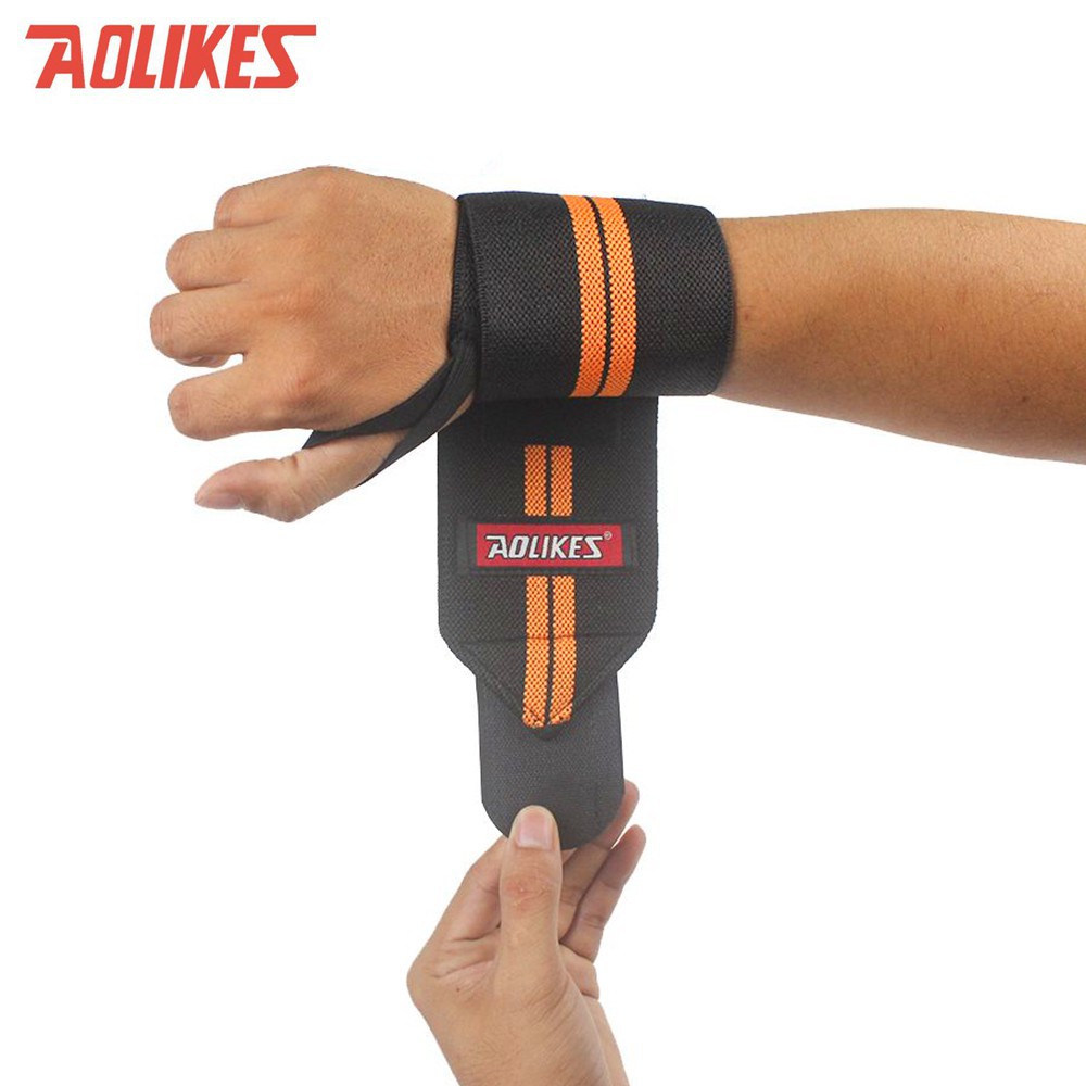 Đai quấn cổ tay tập Gym Chính hãng Aolikes mẫu 2 vạch - Bảo vệ và trợ lực cổ tay